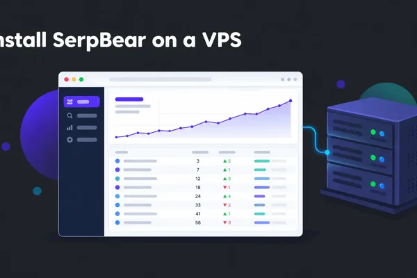 SerpBear rank tracker dashboard running on a Linux VPS