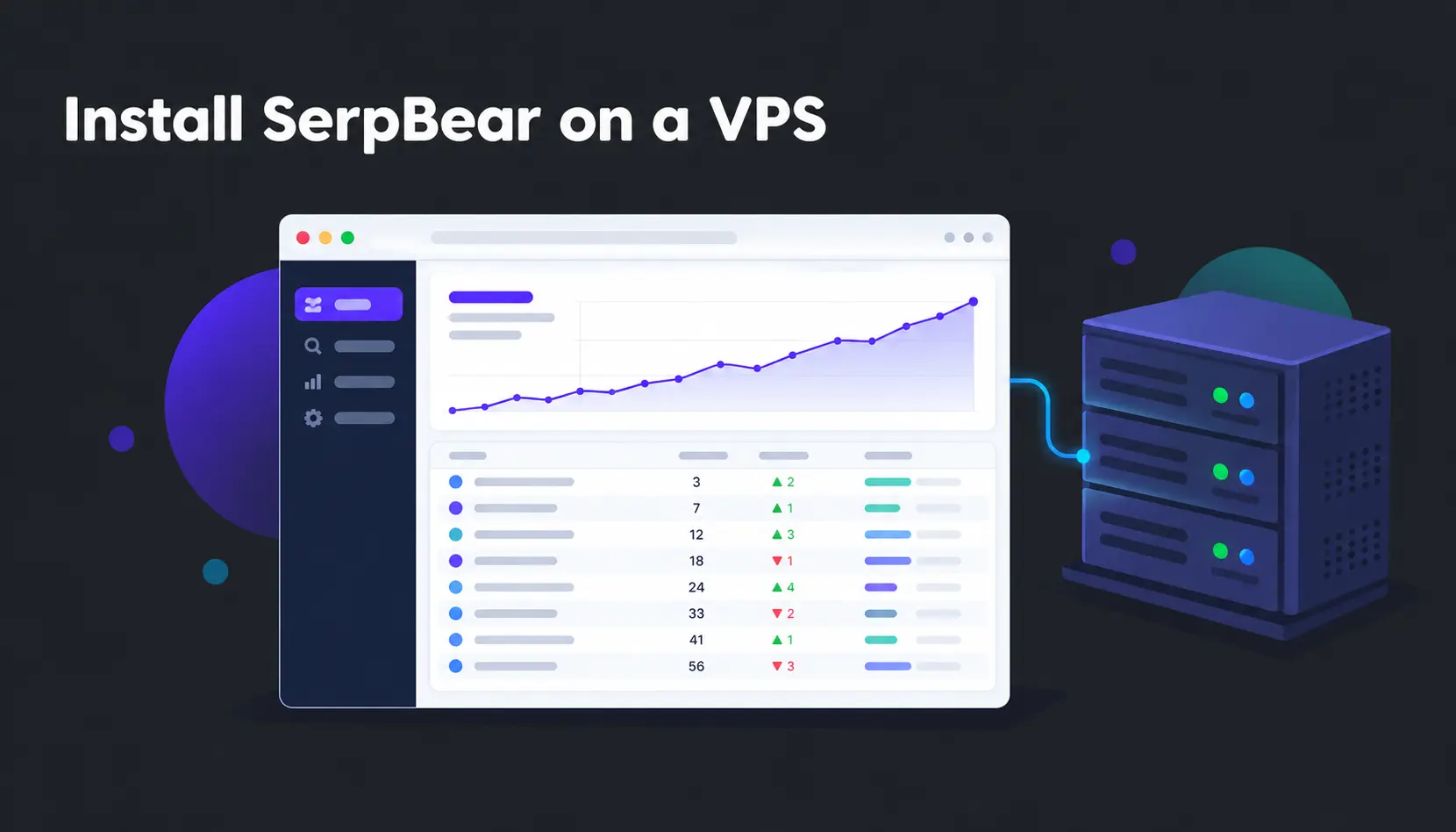 SerpBear rank tracker dashboard running on a Linux VPS